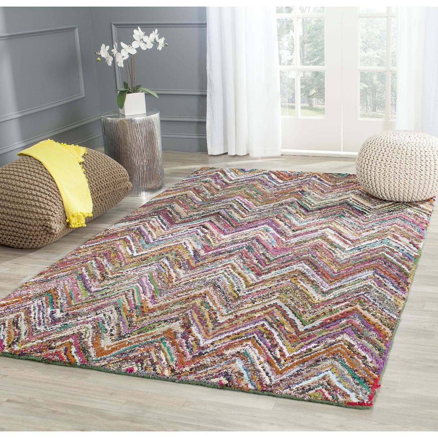 Safavieh Handmade Nantucket Blue/ Multi Cotton Rug (8 Square)