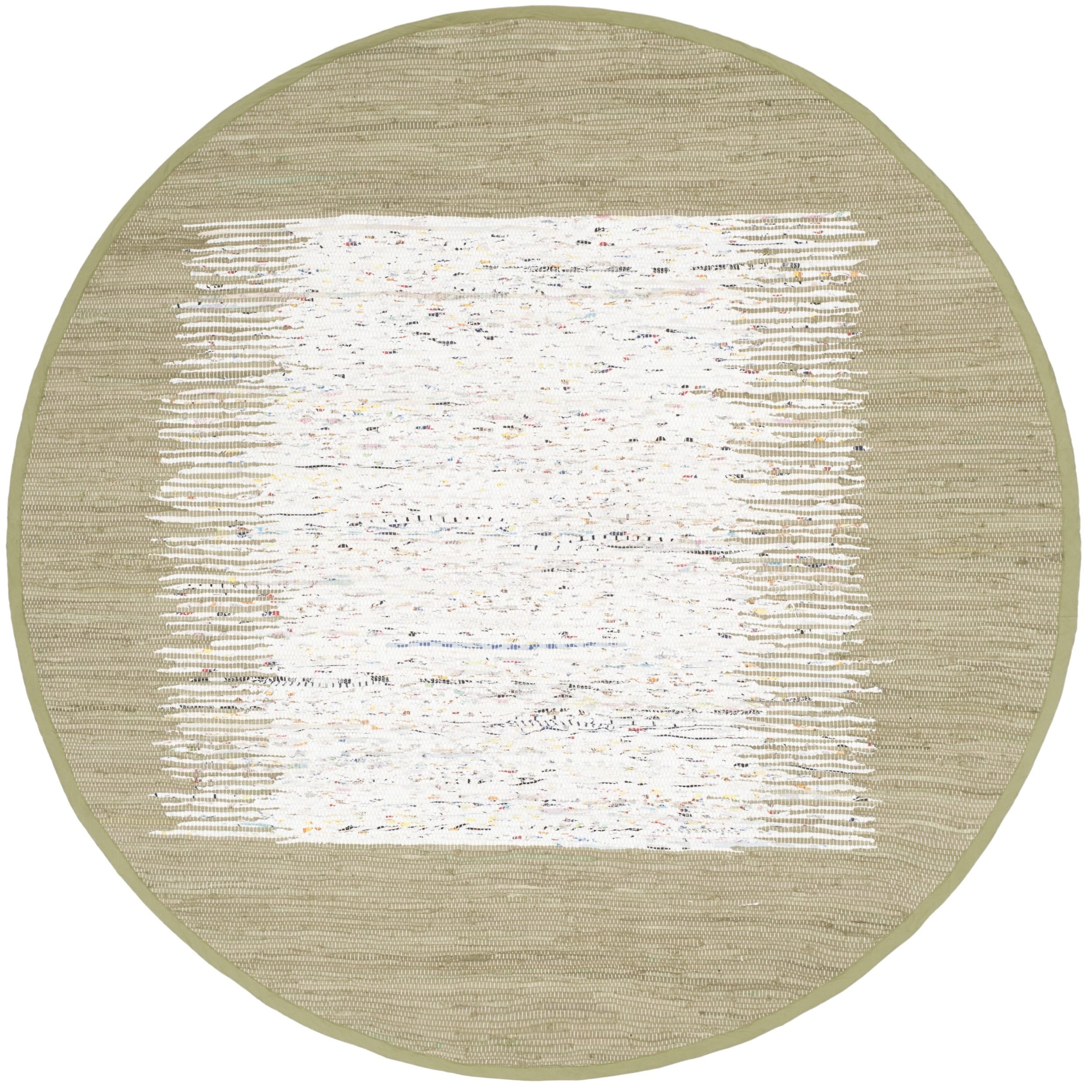 Safavieh Hand woven Montauk Ivory/ Olive Cotton Rug (6 Round)