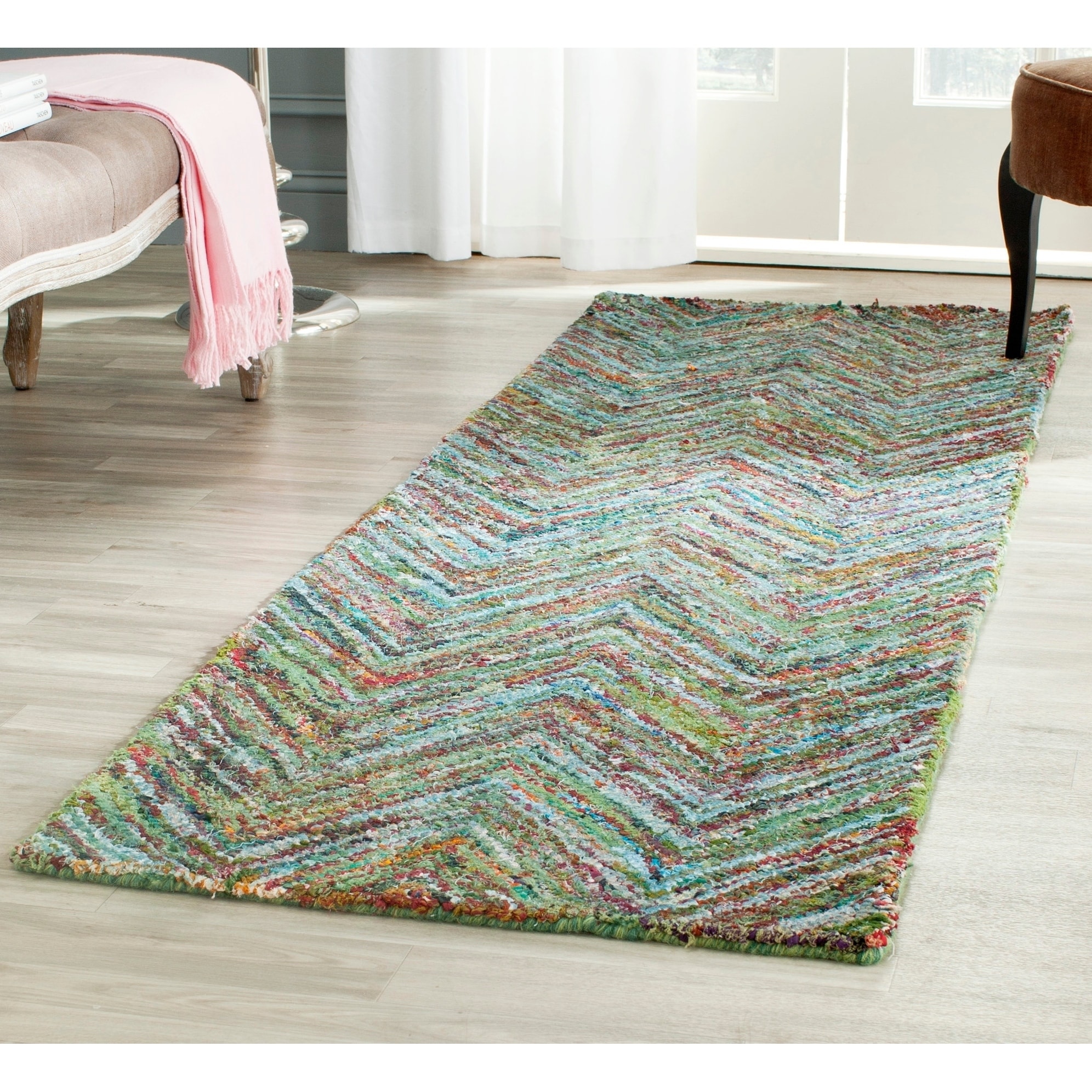 Safavieh Handmade Nantucket Blue/ Multi Cotton Rug (23 X 10)