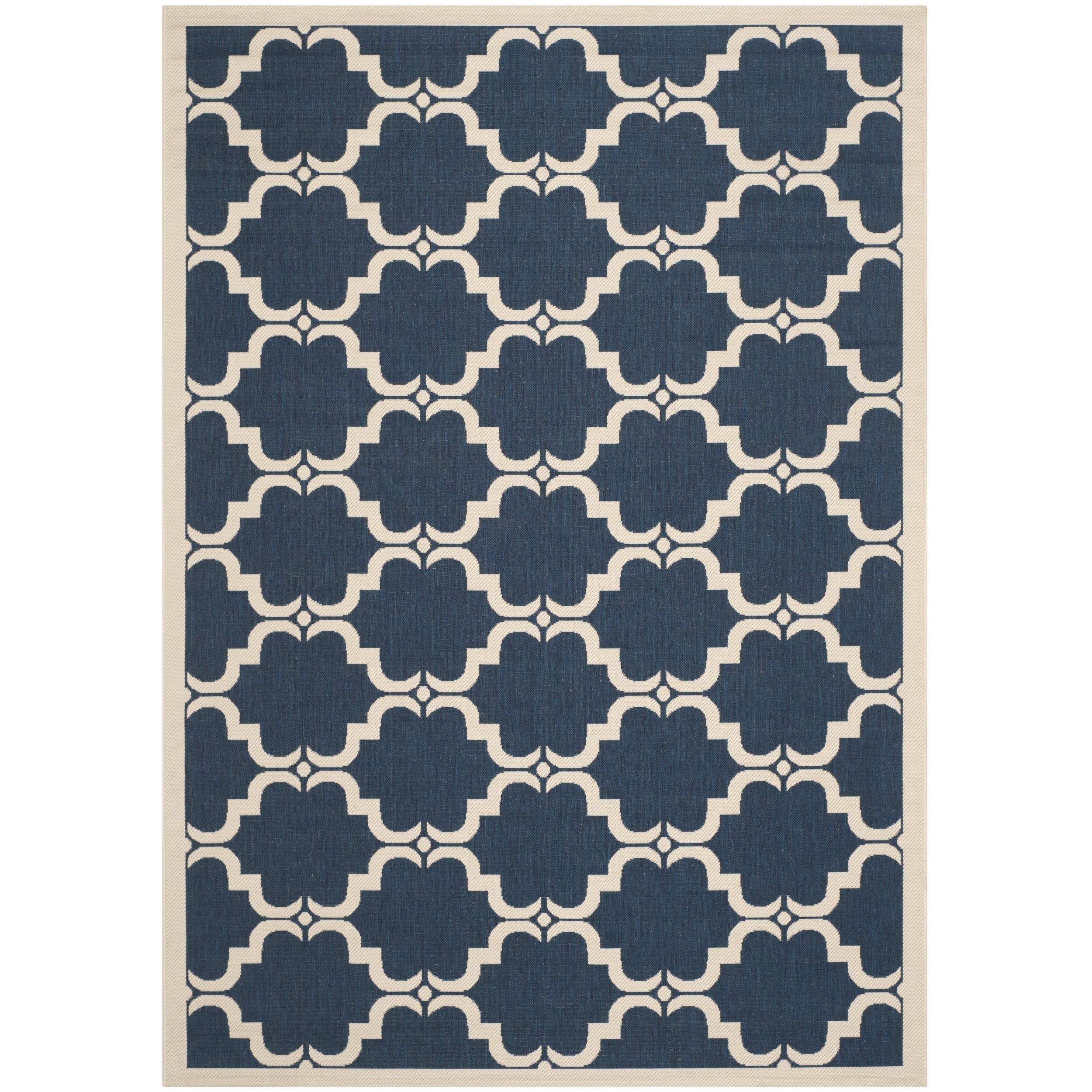 Safavieh Indoor/ Outdoor Moroccan Courtyard Navy/ Beige Rug (67 X 96)