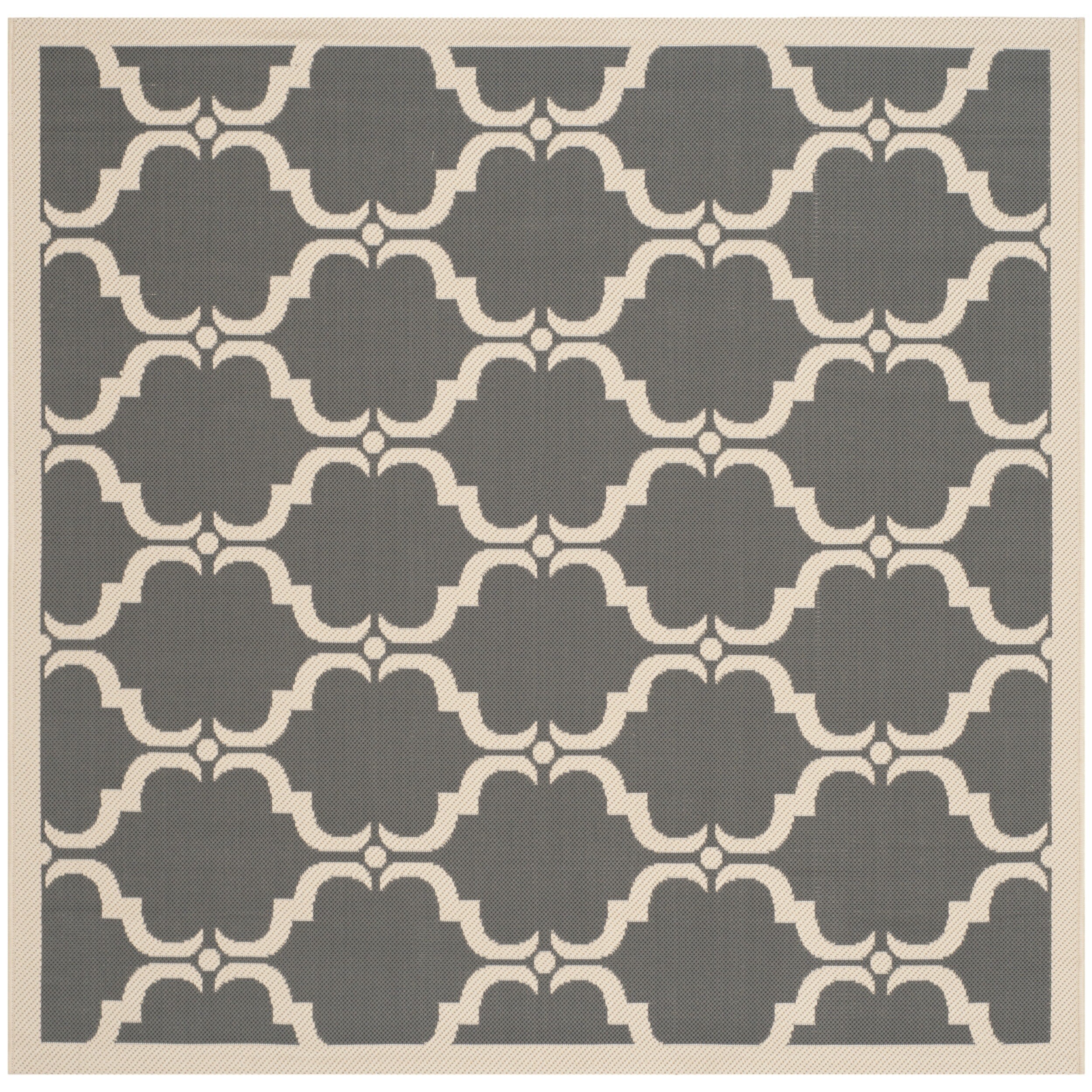 Safavieh Indoor/ Outdoor Moroccan Courtyard Anthracite/ Beige Rug (5 Square)