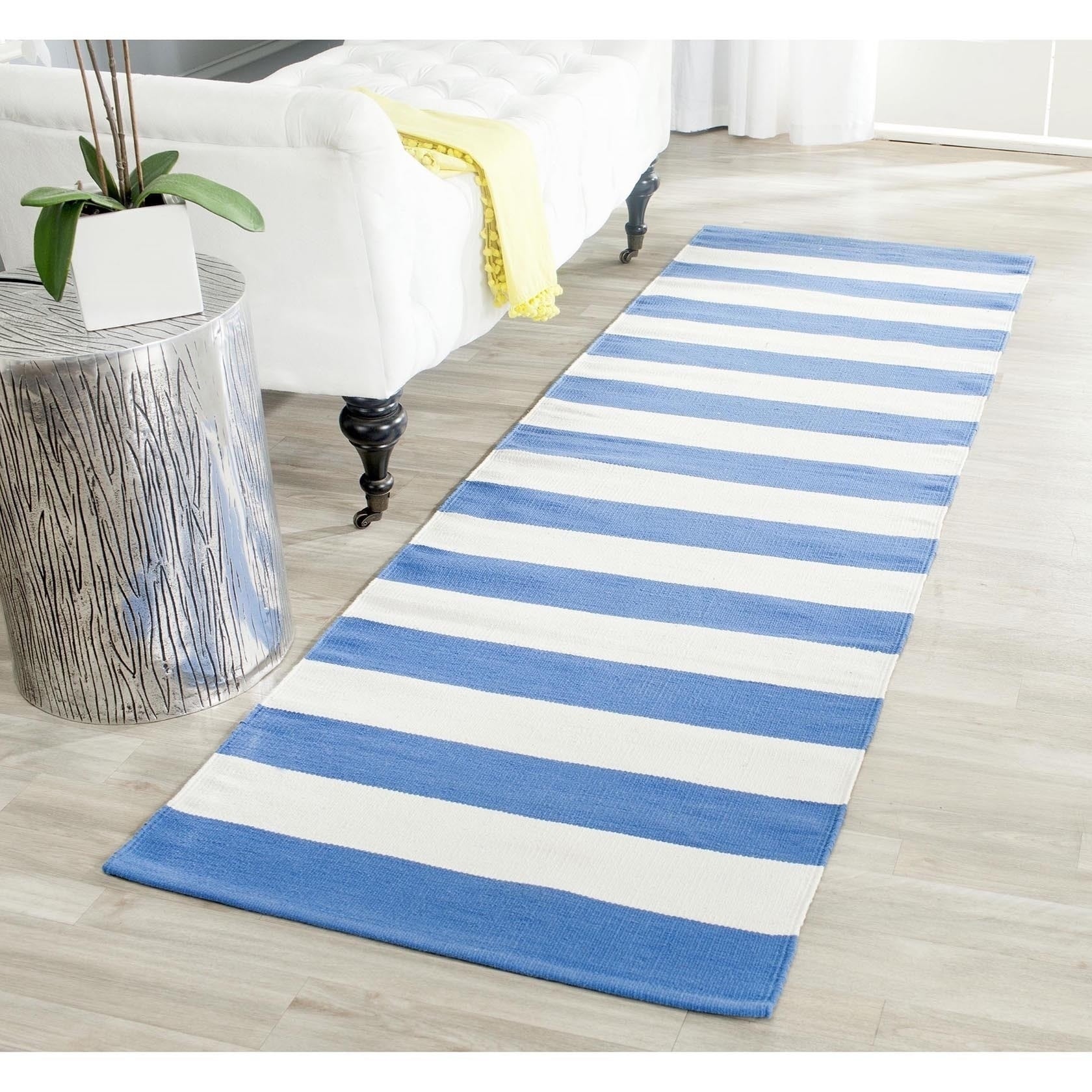 Safavieh Hand woven Montauk Blue/ White Cotton Rug (23 X 7)