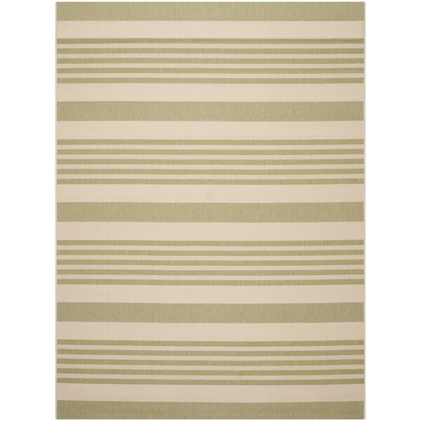 Safavieh Courtyard Stripe Beige/ Sweet Pea Indoor/ Outdoor Rug - 9' x 12'