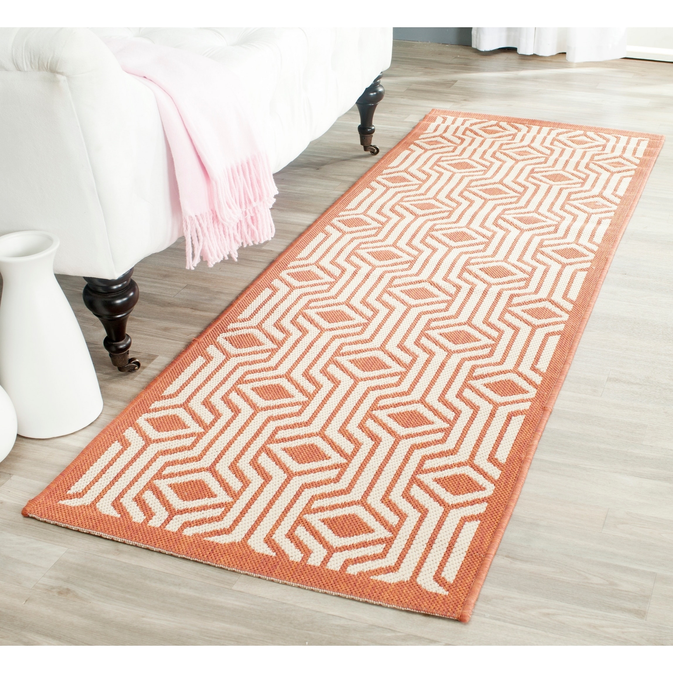 Safavieh Indoor/ Outdoor Courtyard Beige/ Terracotta Rug (23 X 67)