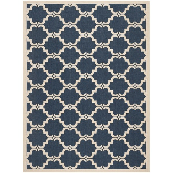 Safavieh Courtyard Moroccan Navy/ Beige Indoor/ Outdoor Rug - 9' x 12'
