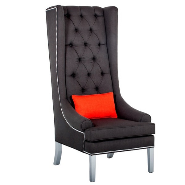 inncdesign MIccah Button tufted Grey Winged High back Chair