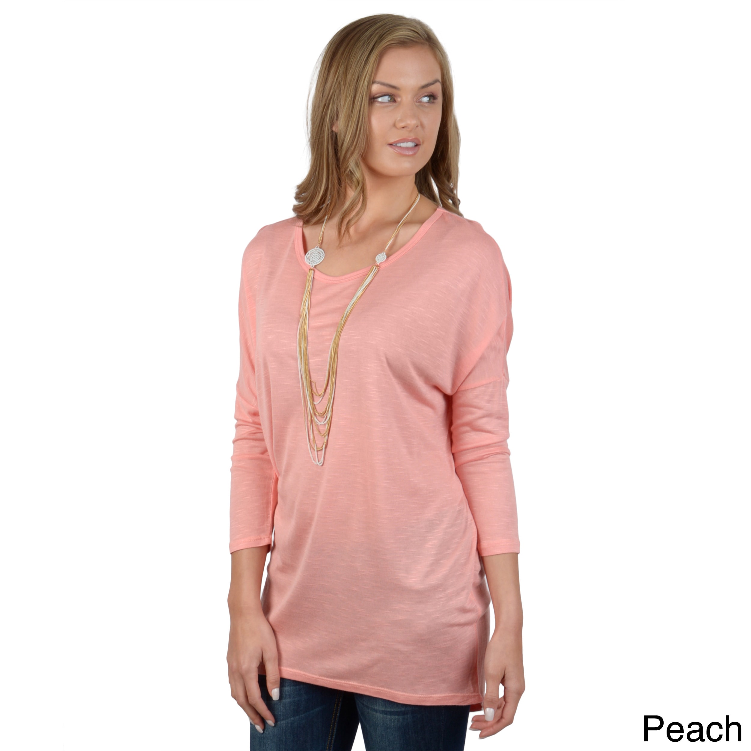 Hailey Jeans Co Hailey Jeans Co. Juniors Loose Fit Three quarter Dolman Sleeve Top Pink Size S (1  3)