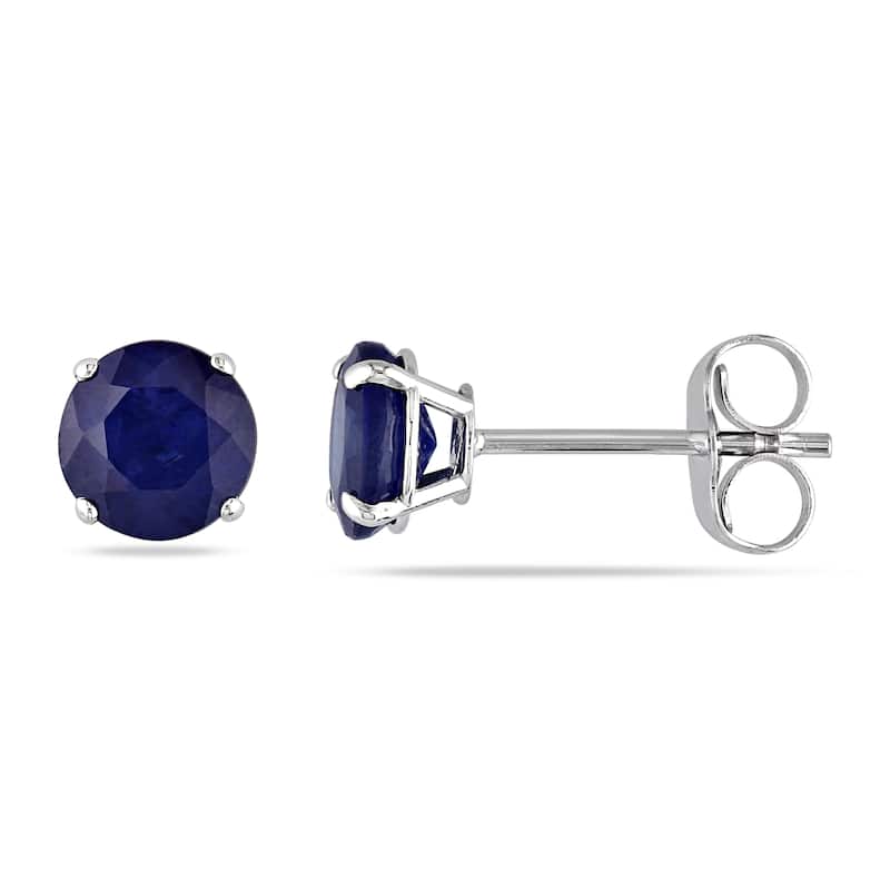 Miadora 14k White Gold 1 1/5ct TGW Sapphire Stud Earrings