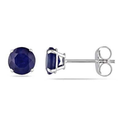 Miadora 14k White Gold 1 1/5ct TGW Sapphire Stud Earrings