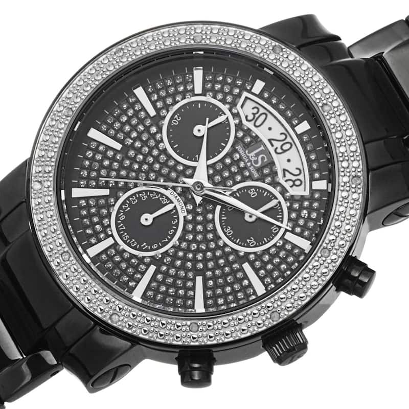 Joshua & Sons Women's Diamond Chronograph Stainless Steel Black Watch