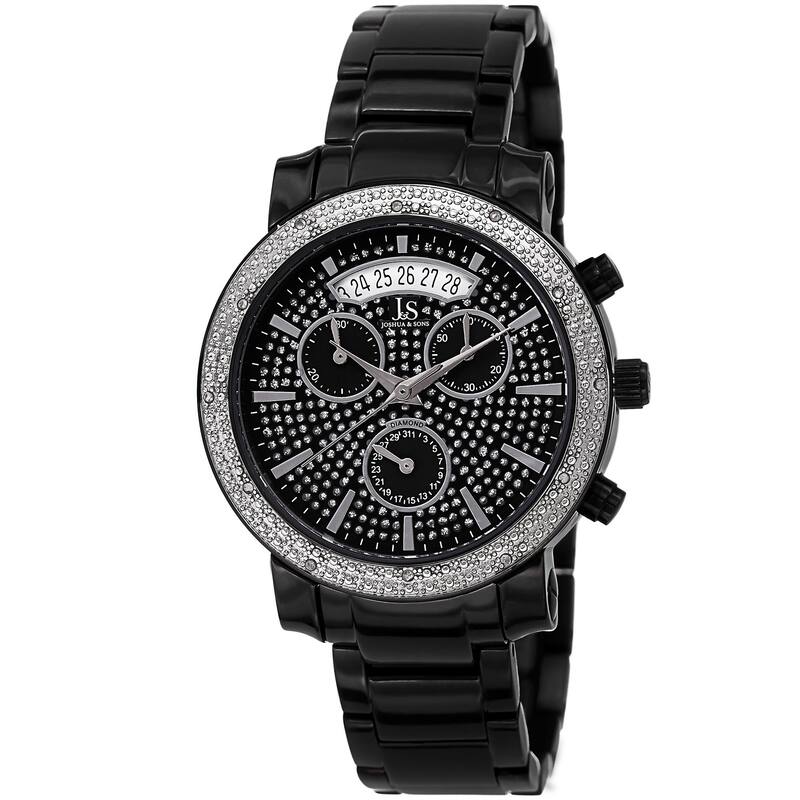 Joshua & Sons Women's Diamond Chronograph Stainless Steel Black Watch