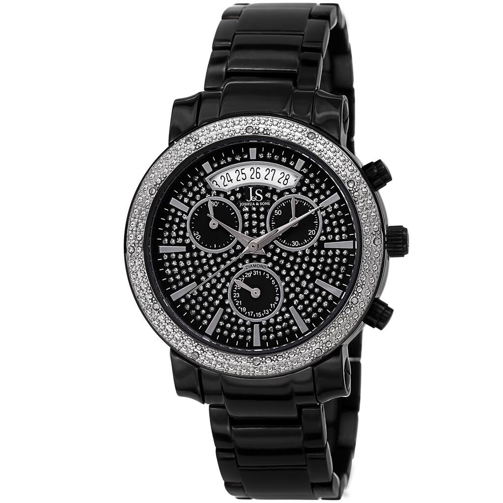 Joshua & Sons Women's Diamond Chronograph Stainless Steel Black Watch