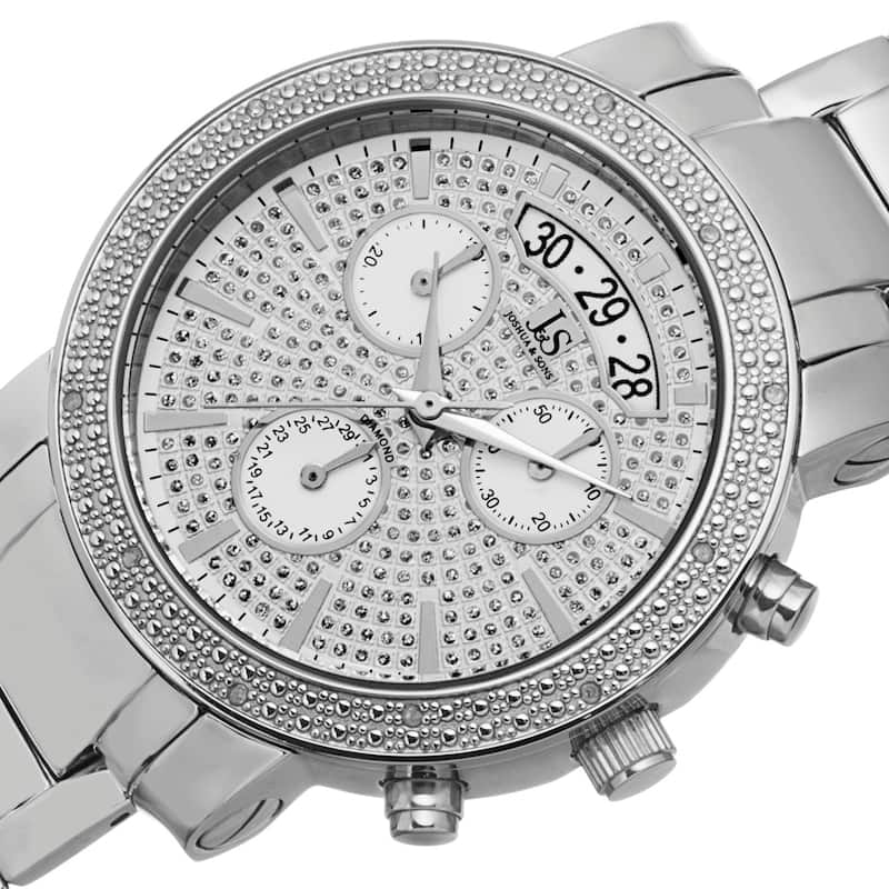 Joshua & Sons Women's Diamond Chronograph Stainless Steel Silver-Tone Watch