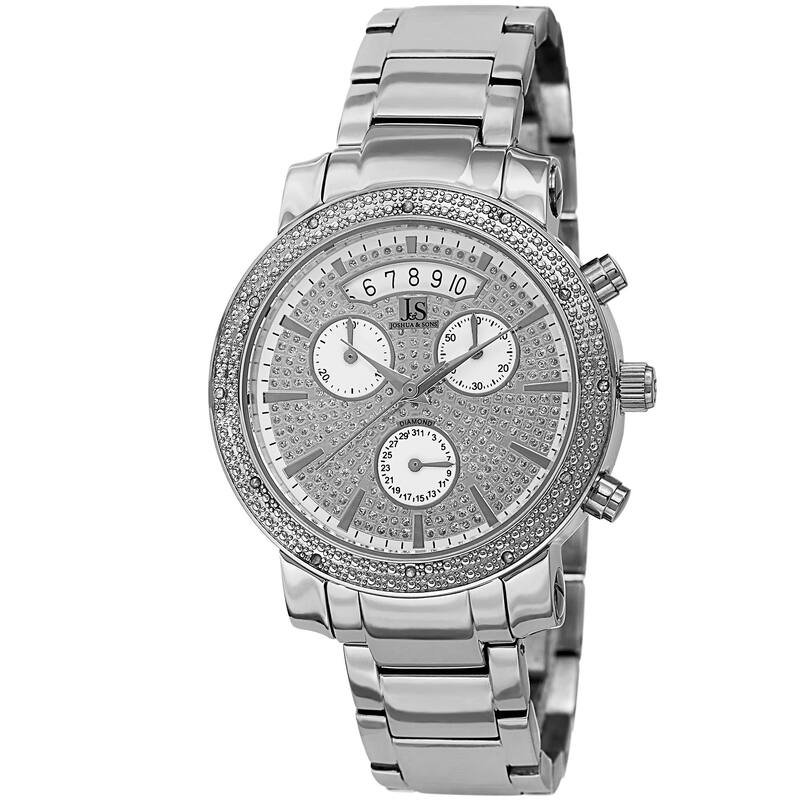 Joshua & Sons Women's Diamond Chronograph Stainless Steel Silver-Tone Watch