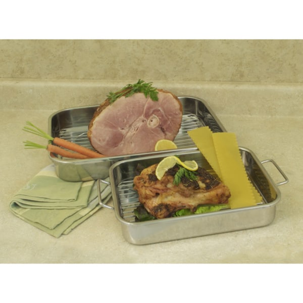 Shop ExcelSteel 4piece AllinOne Lasagna Pan and Roasting Pan with Rack Free Shipping On