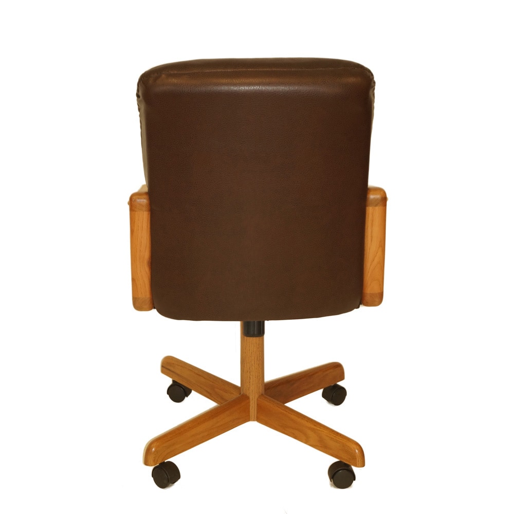 Wood And Fabric Tilt Rolling Caster Chair