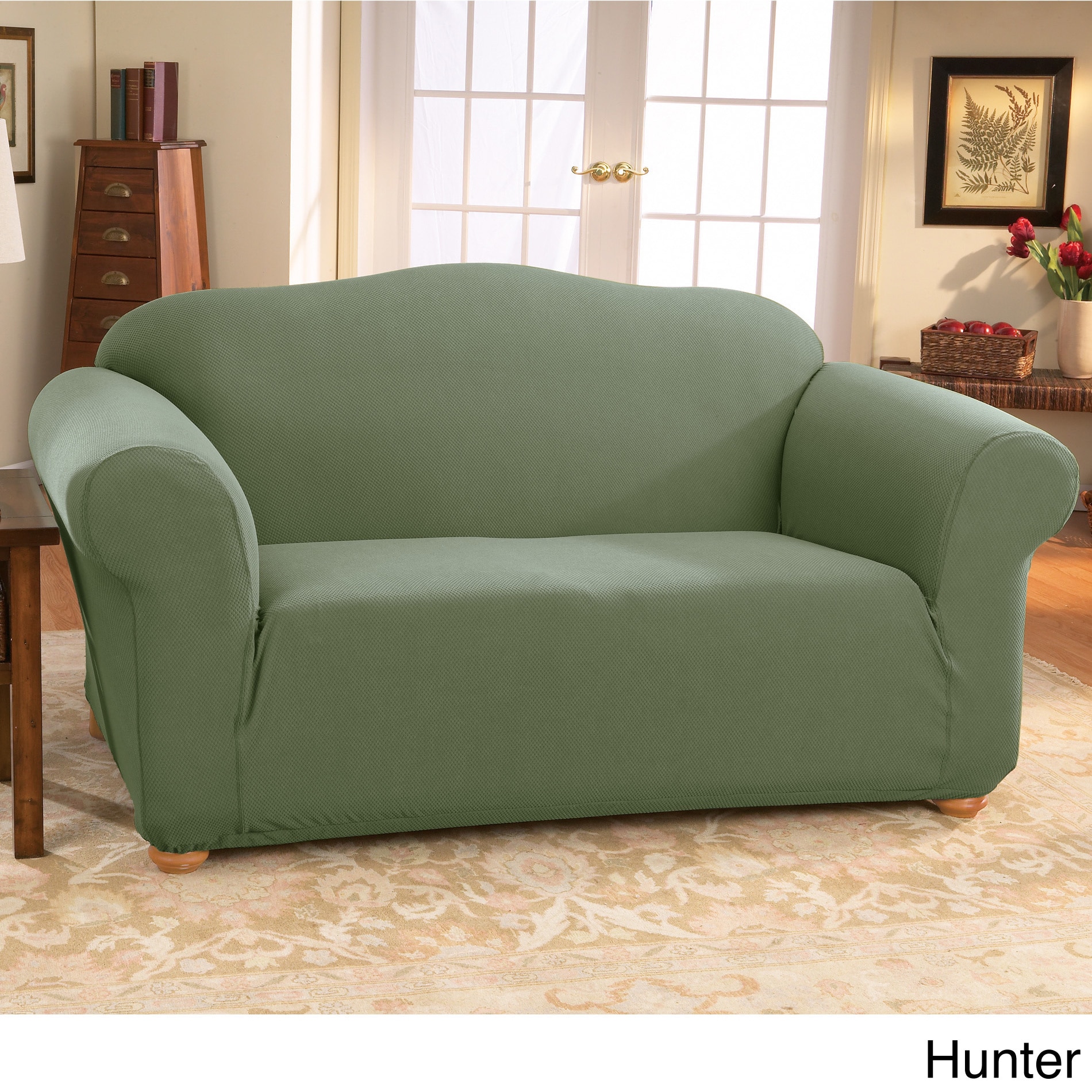 Sure Fit Stretch Honeycomb Hunter One piece Sofa Slipcover