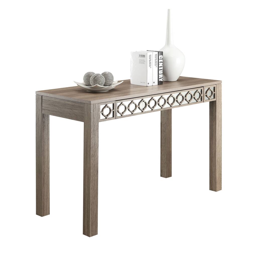 Helena Driftwood Colored Wood Midcentury Writing Desk with Charging Station