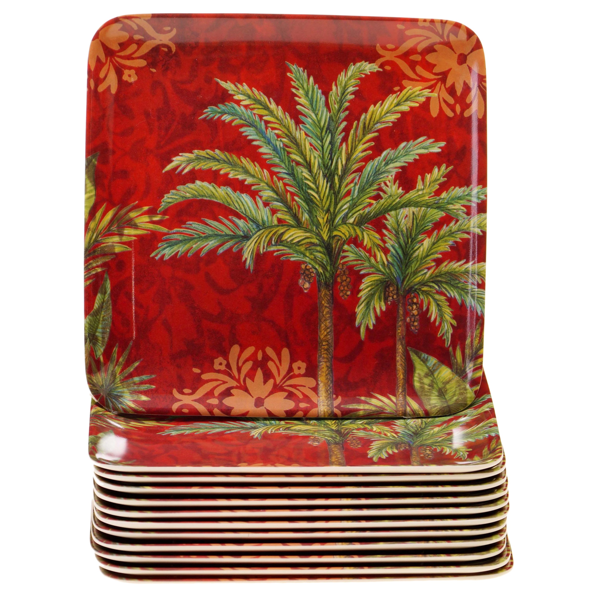 Certified International Sunset Palm 6 inch Melamine Canape Plates (set Of 12)