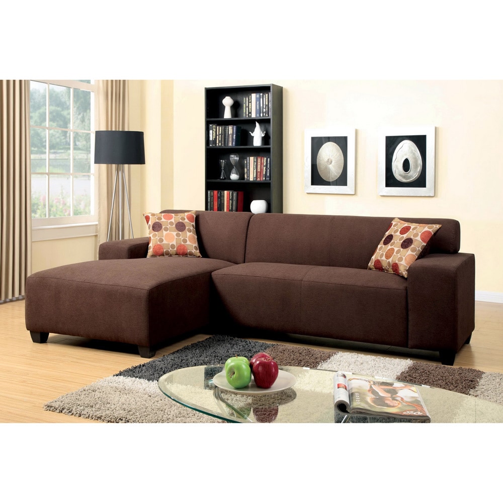 Furniture Of America Lediz Chocolate Chenille Sectional