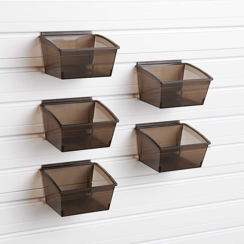 14 Piece Slatwall Panel, Cabinet, Bin Storage Set - Silver Slat Wall/Silver Cabinet