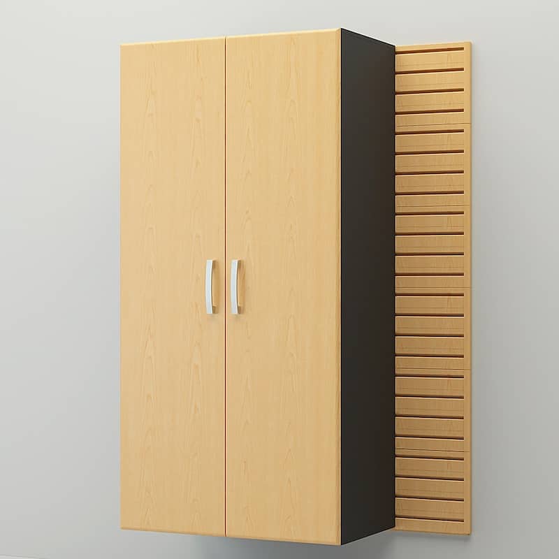 14 Piece Slatwall Panel, Cabinet, Bin Storage Set - Silver Slat Wall/Silver Cabinet