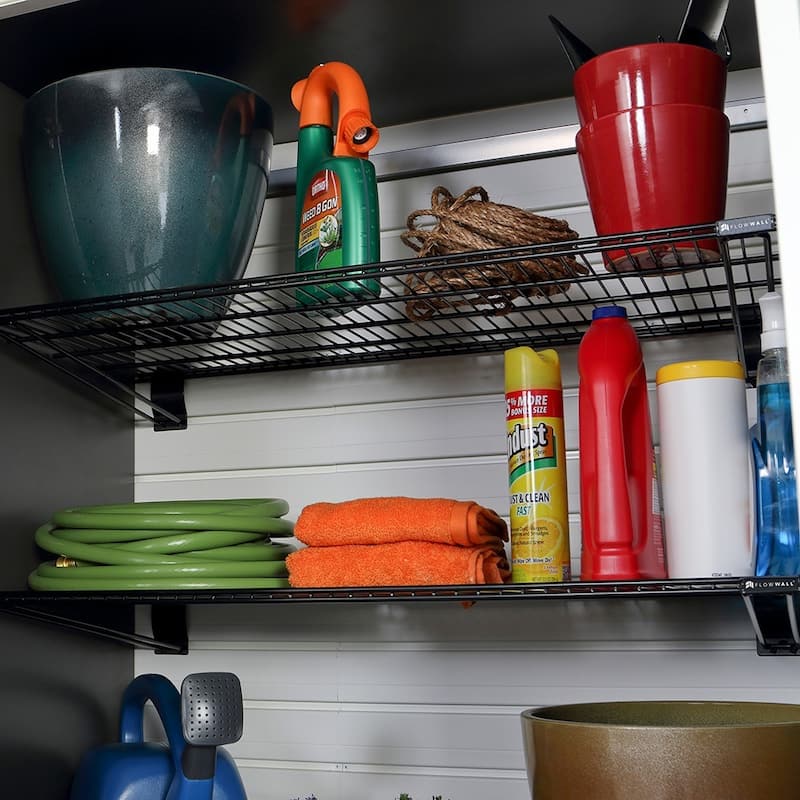 14 Piece Slatwall Panel, Cabinet, Bin Storage Set - Silver Slat Wall/Silver Cabinet