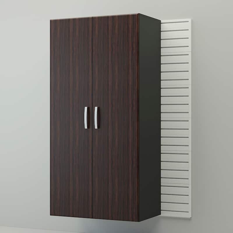 14 Piece Slatwall Panel, Cabinet, Bin Storage Set - Silver Slat Wall/Silver Cabinet