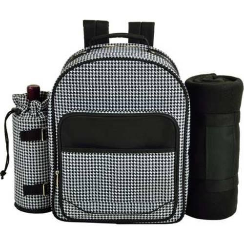 Picnic at Ascot Houndstooth Picnic Backpack for Four with Blanket Houndstooth