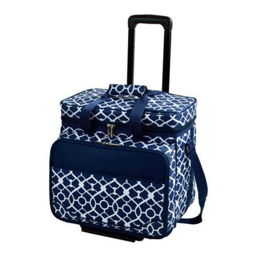 Picnic At Ascot Picnic Cooler For Four/wheeled Cart Trellis Blue