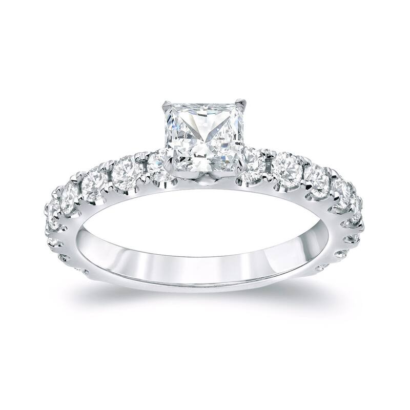 Auriya 14k Gold 1 1/2ctw Classic Princess-Cut Diamond Engagement Ring - 4 - White