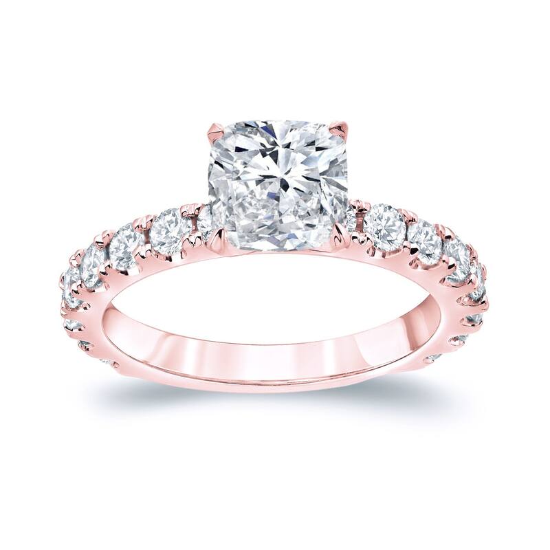 Auriya 14k Gold 2 1/2ctw Cushion-cut Diamond Engagement Ring Certified