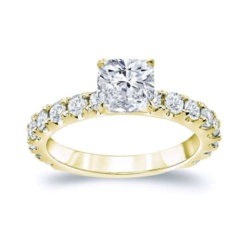 Auriya 14k Gold 2ctw Classic Cushion-cut Diamond Engagement Ring - Yellow - 7.5