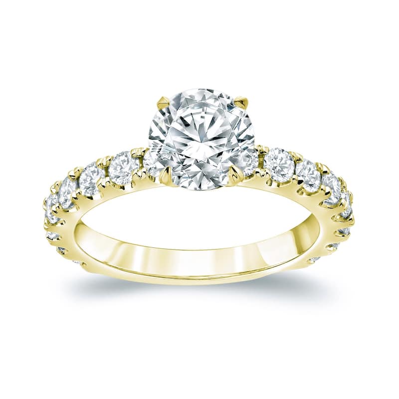 Auriya 14k Gold 2 1/2ctw Classic Round Diamond Engagement Ring - Yellow - 4