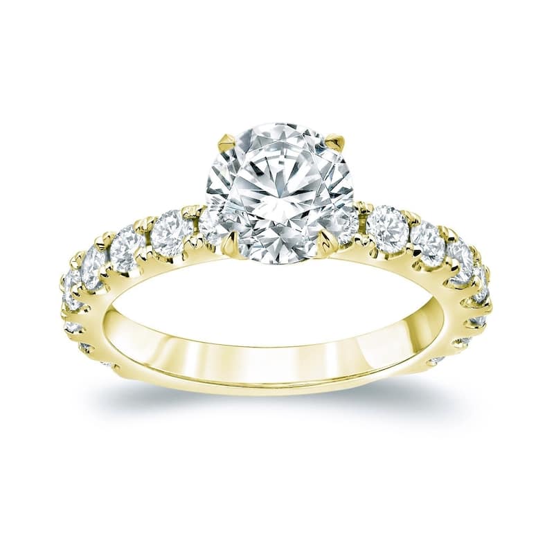 Auriya 14k Gold 2 1/2ctw Classic Round Diamond Engagement Ring - Yellow - 10
