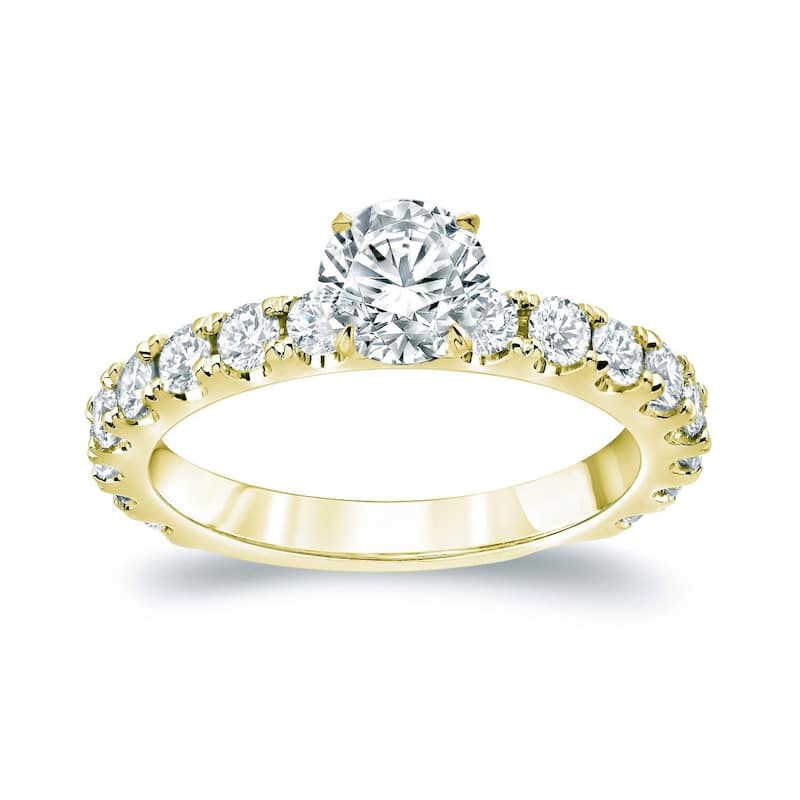 Auriya 14k Gold 1 3/4ctw Round Diamond Engagement Ring - Yellow - 4