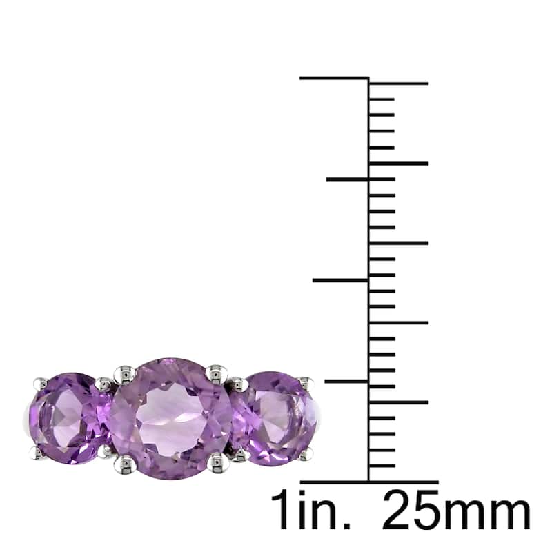 Miadora Sterling Silver 3 1/4ct TGW Amethyst 3-stone Ring