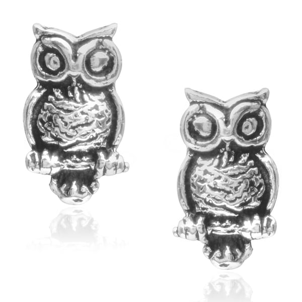 Shop Journee Collection Sterling Silver Owl Stud Earrings - Free ...