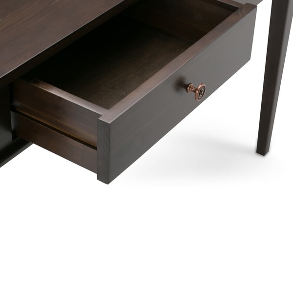 End Table With Drawer And Shelves Hawaii Dark Solid Hardwood