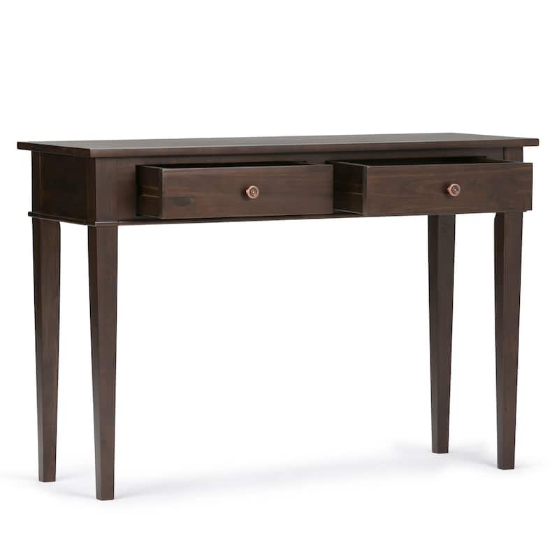 WYNDENHALL Sterling SOLID WOOD 44 inch Wide Transitional Console Sofa Table in Dark Tobacco Brown - 44 W x 16 D x 30 H
