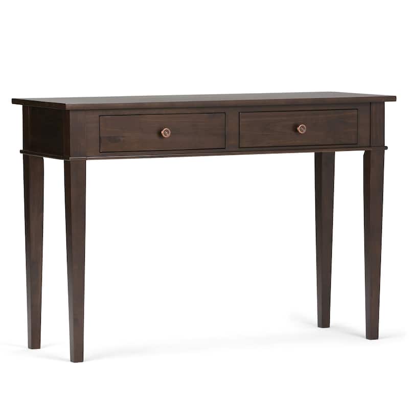 WYNDENHALL Sterling SOLID WOOD 44 inch Wide Transitional Console Sofa Table in Dark Tobacco Brown - 44 W x 16 D x 30 H