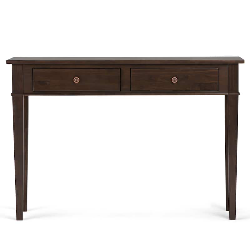 WYNDENHALL Sterling SOLID WOOD 44 inch Wide Transitional Console Sofa Table in Dark Tobacco Brown - 44 W x 16 D x 30 H