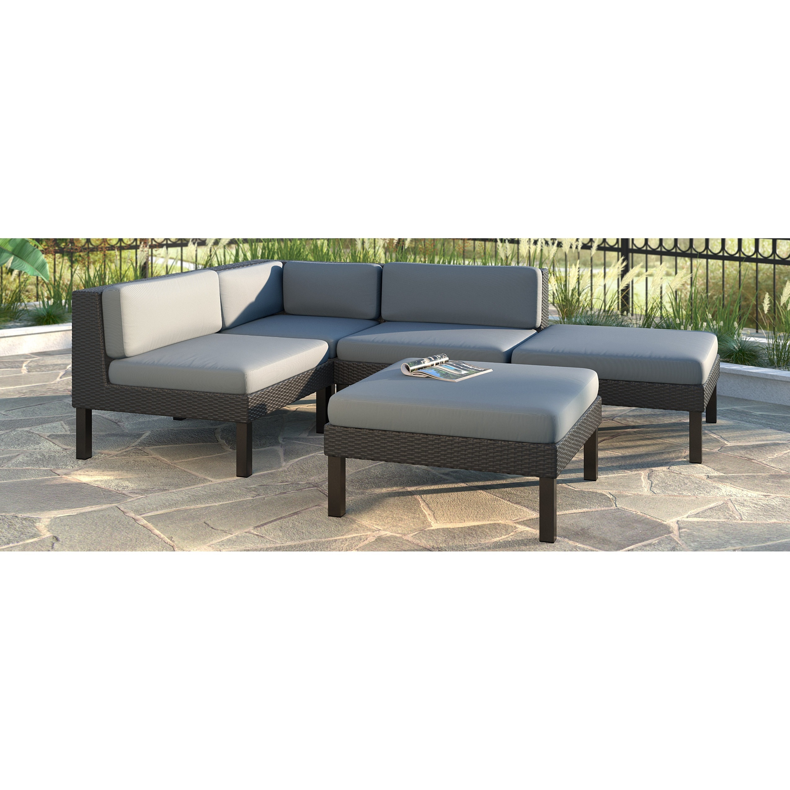 Corliving Corliving Oakland 5 piece Sectional With Chaise Lounge Patio Set Black Size 5 Piece Sets