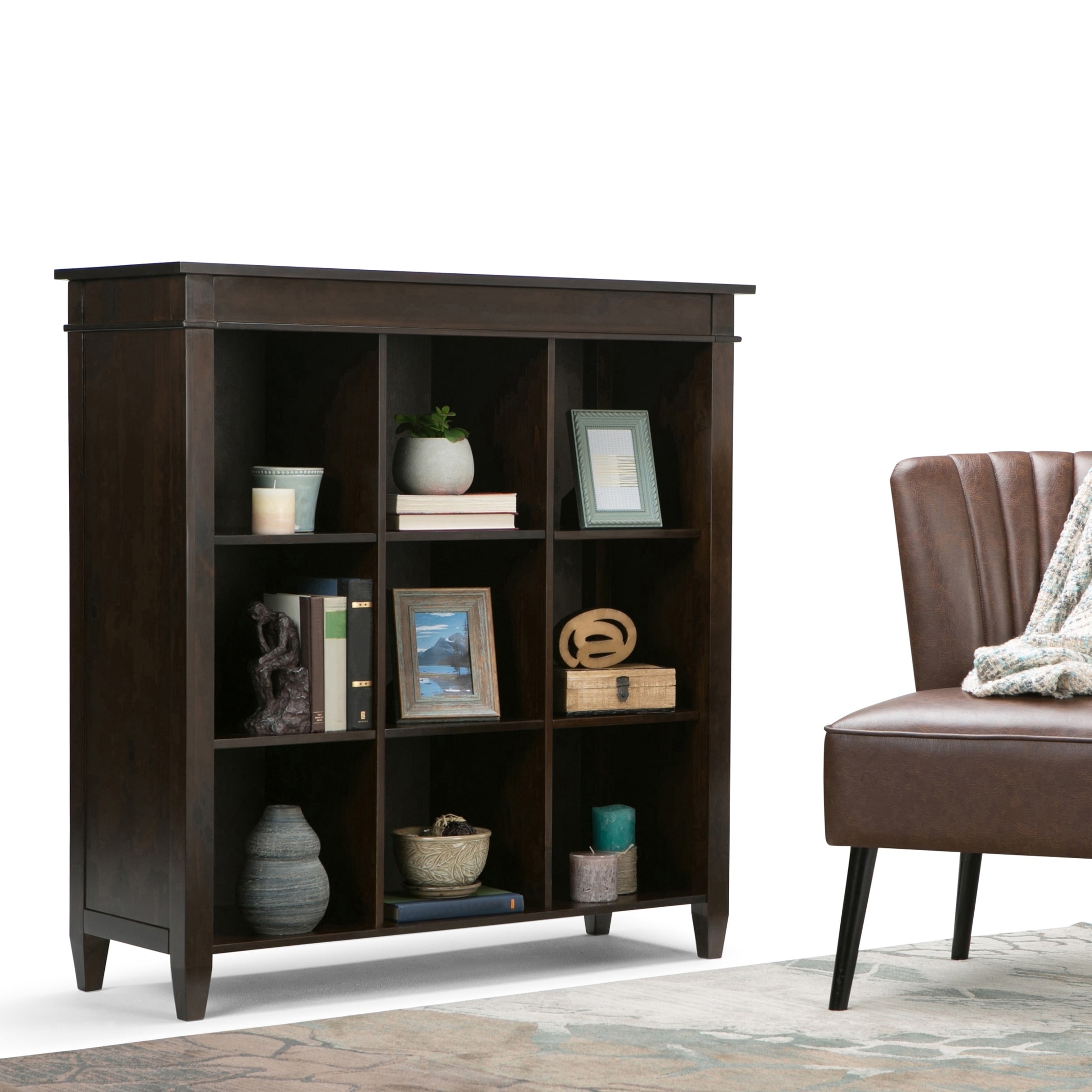 Dark Tobacco Brown 9 cube Bookcase And Storage Unit