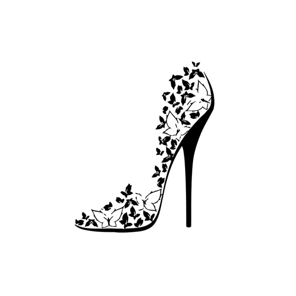 Butterfly High Heel Shoe Mural Vinyl Wall Art - Overstock - 9075705