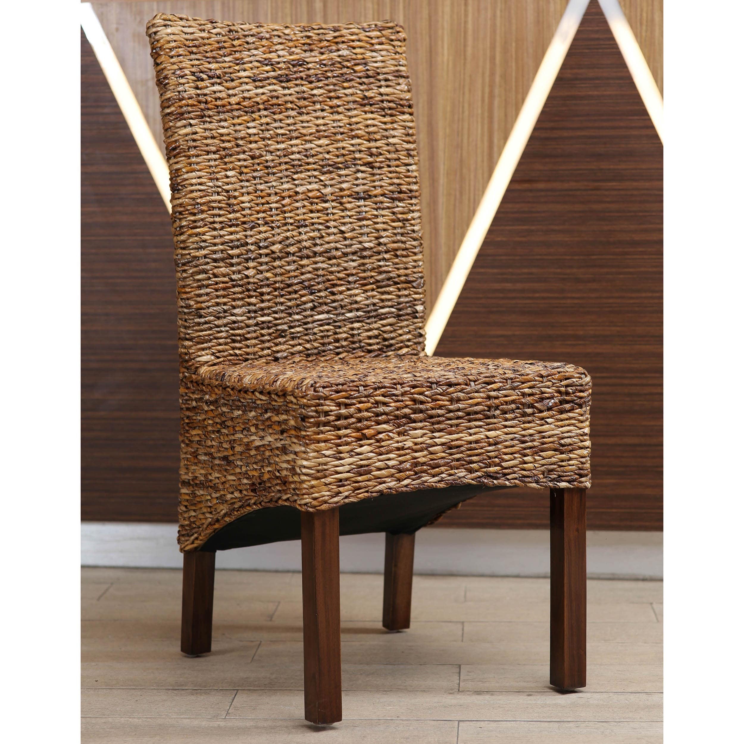 International Caravan Gaby Woven Abaca Dining Chairs With Mahogany Hardwood Frame (set Of 2)