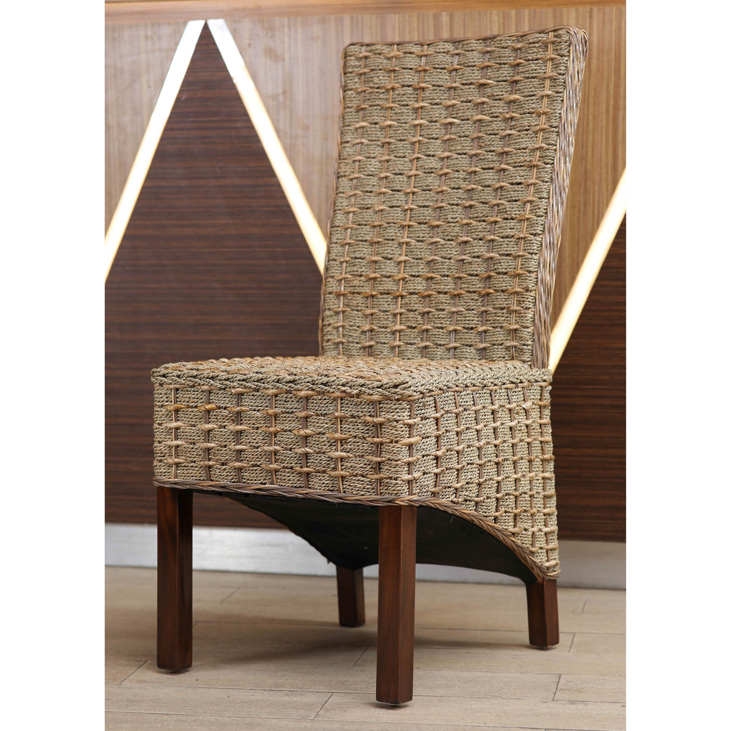 International Caravan Bayu Woven Abaca/ Seagrass Dining Chairs With Mahogany Hardwood Frame (set Of 2)
