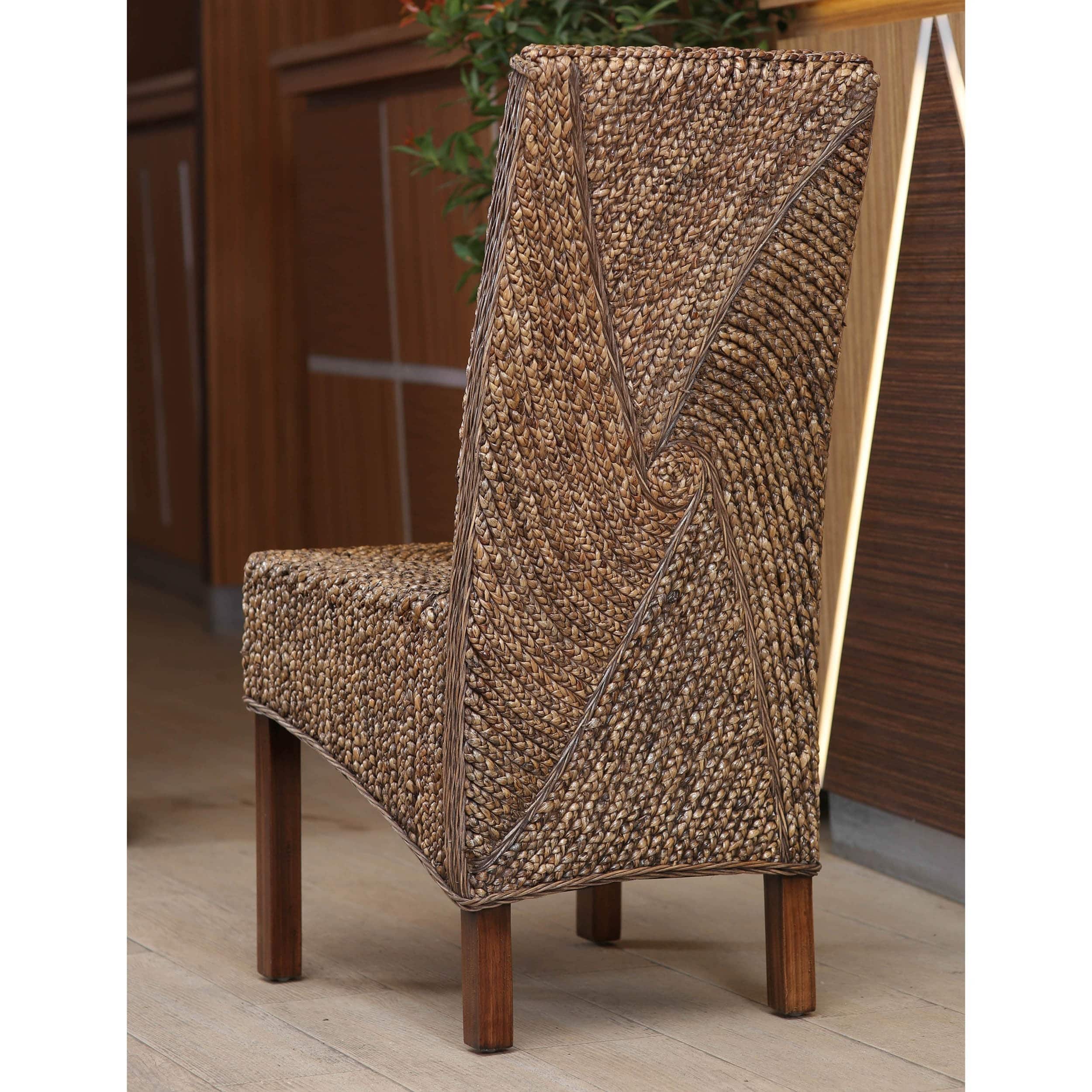 Lambada Woven Hyacinth/Mahogany Dining Chair (Set of 2) Bed Bath