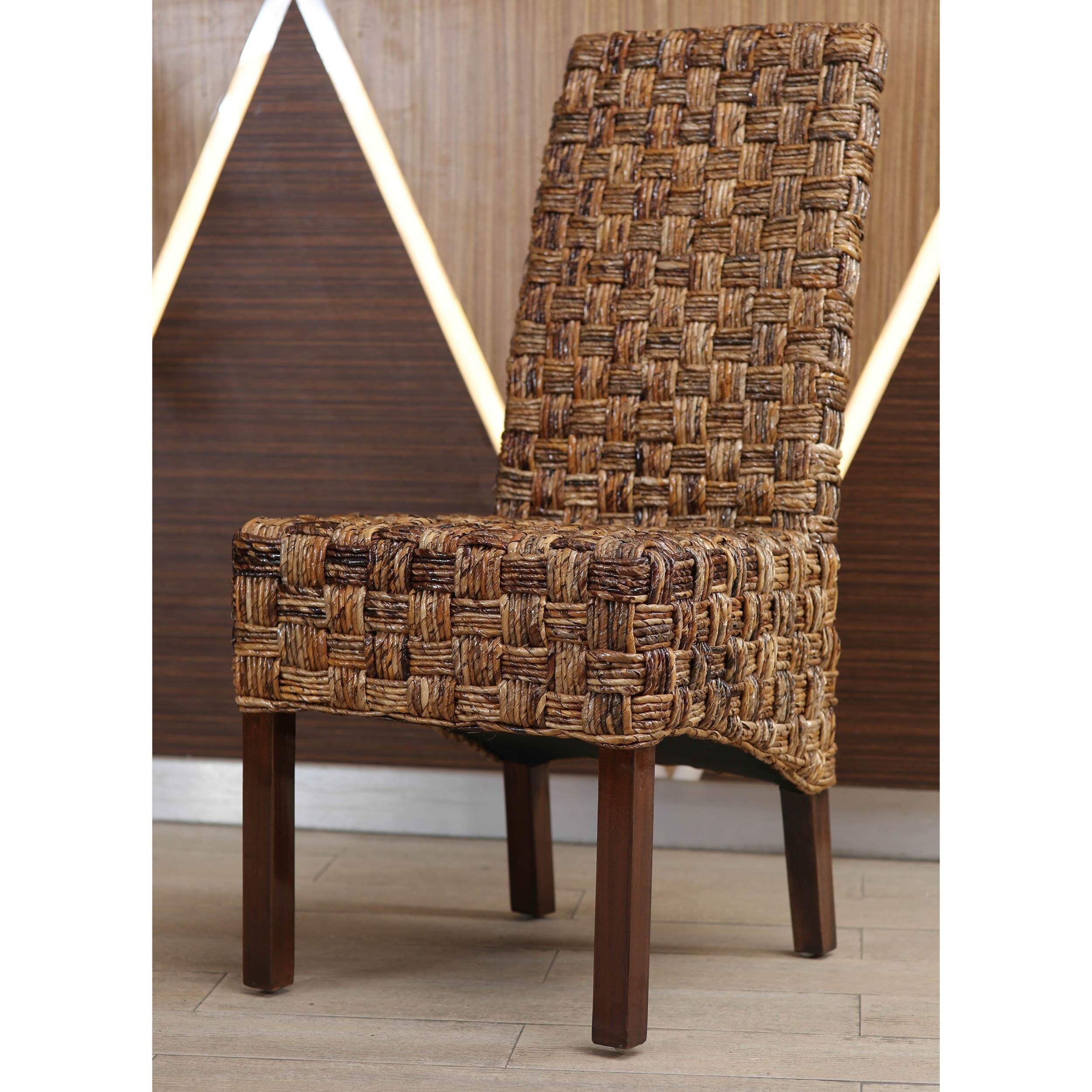 International Caravan Victor Woven Abaca Dining Chairs With Mahogany Hardwood Frame (set Of 2)