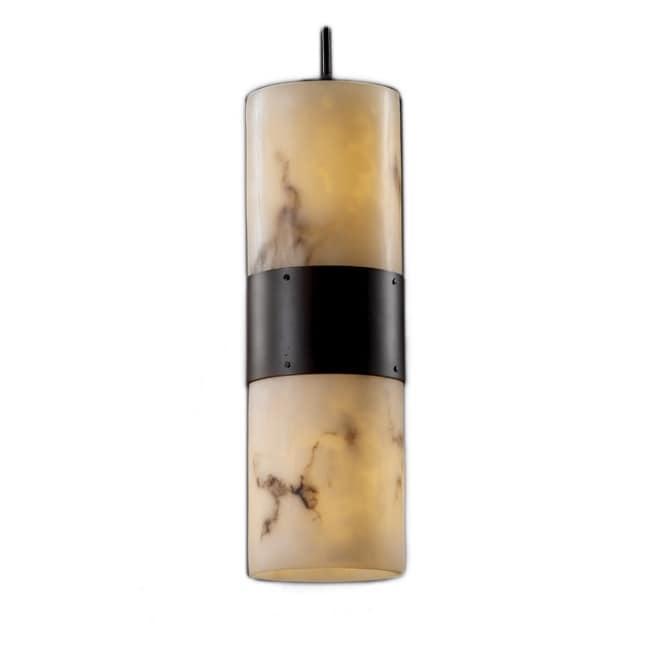 Lumenaria 2 light Faux Alabaster Resin Flat Rim Shade Pendant